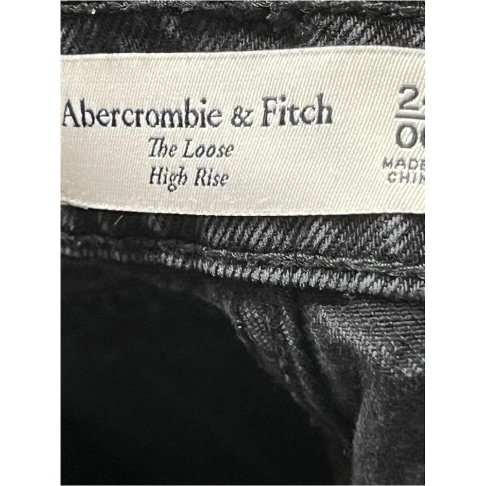 Abercrombie & Fitch The Loose High Rise Women's 24 Black Relaxed Wide Denin Jean - Picture 9 of 10